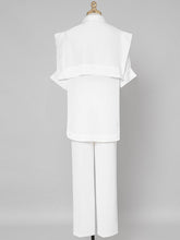 Load image into Gallery viewer, 2PS Casual White Shirt And White Wide Leg Pants Ninth Pants Pants Set