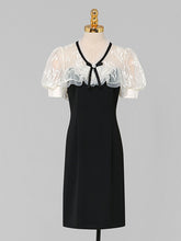 Load image into Gallery viewer, Fairy White Lace Sweet Luxury Short V-neck Mini Black Dress Party Dress