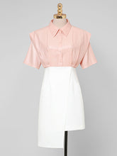 Load image into Gallery viewer, Pink 1950S Vintage Classic Fake Two Piece  Irregular Hem Vintage Dress