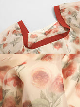 Load image into Gallery viewer, Romantic Rose Manor Retro Lantern Sleeve Wavy Organza Dress