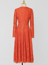 Load image into Gallery viewer, 1950s Crew Neck Long Sleeve Hepburn Swing Lace Dress
