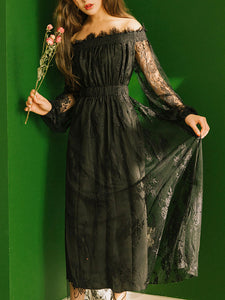 Black Lace Off Shuolder Gothic Style Vintage Dress