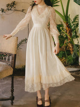 Load image into Gallery viewer, Apricot Ruffles Lace Semi Sheer Long Sleeve Vintage 1950S Swing Victoria&#39;s Fairy Dress