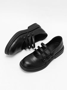 White Women's Chunky Heel Mary Jane Square Toe Leather Vintage Shoes