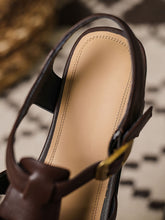 Load image into Gallery viewer, Brown Women&#39;s Flats Sandals Piont Toe Hollow Belt Leather Vintage Shoes