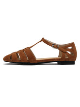 Load image into Gallery viewer, Women&#39;s Flats Sandals Piont Toe Hollow Belt Leather Vintage Shoes