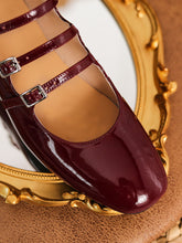 Load image into Gallery viewer, Women&#39;s Chunky Heel Mary Jane Square Toe Leather Vintage Shoes