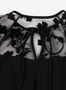 Black Crew Neck Semi-Sheer 1950S Vintage Dress