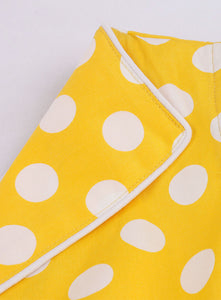 Yellow Polka Dots V Neck 1950S Vintage Belle Style Swing Dress