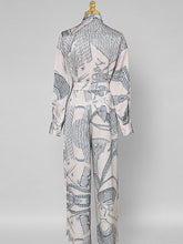 Load image into Gallery viewer, 2PS Champagne Satin Floral Printed Shirt And High Waist Wide Leg Pants Suit
