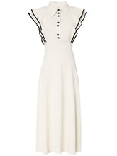 Load image into Gallery viewer, Apricot Ruffles Butterfly Sleeves With Black Edges 1950S Swing Dress