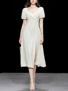Puff Sleeve Cross Audrey Hepburn Dress SpiltVintage 1950S Dress