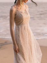 Load image into Gallery viewer, Apricot Ballet Lace Strap Vintage Dance Sequins Dress