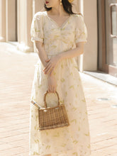 Load image into Gallery viewer, Sweet Apricot Leaf Embroidered Princess Corset Vintage Dress