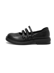 White Women's Chunky Heel Mary Jane Square Toe Leather Vintage Shoes