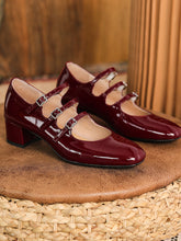 Load image into Gallery viewer, Women&#39;s Chunky Heel Mary Jane Square Toe Leather Vintage Shoes