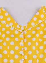 Load image into Gallery viewer, Yellow Polka Dots V Neck 1950S Vintage Belle Style Swing Dress