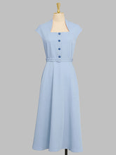 Load image into Gallery viewer, Retro Square Collar Hepburn Style Waist-length High-waisted Vintage 1950S Dress