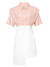 Load image into Gallery viewer, Pink 1950S Vintage Classic Fake Two Piece  Irregular Hem Vintage Dress