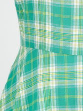 Load image into Gallery viewer, Green Plaid Sleeveless 1950S Vinatge Cotton Dress