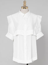 Load image into Gallery viewer, 2PS Casual White Shirt And White Wide Leg Pants Ninth Pants Pants Set