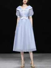 Load image into Gallery viewer, Baby Blue Big Shawl Collar Sweet Bow Vintage Princess Dress