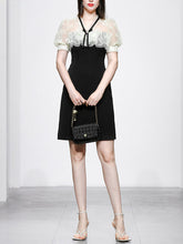 Load image into Gallery viewer, Fairy White Lace Sweet Luxury Short V-neck Mini Black Dress Party Dress