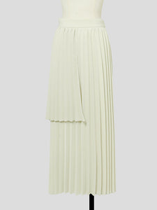 2PS Green Vintage Lapel Shirt With Apricot Pleated Skirt Suit