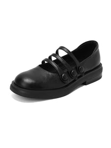White Women's Chunky Heel Mary Jane Square Toe Leather Vintage Shoes