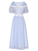 Load image into Gallery viewer, Baby Blue Big Shawl Collar Sweet Bow Vintage Princess Dress