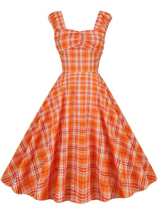 Green Plaid Sleeveless 1950S Vinatge Cotton Dress