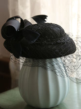 Load image into Gallery viewer, Big Bow Long Tulle Vintage Lace 1950S Hat