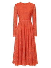 Load image into Gallery viewer, 1950s Crew Neck Long Sleeve Hepburn Swing Lace Dress