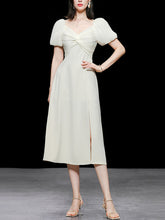 Load image into Gallery viewer, Puff Sleeve Cross Audrey Hepburn Dress SpiltVintage 1950S Dress