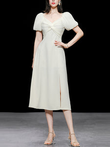 Puff Sleeve Cross Audrey Hepburn Dress SpiltVintage 1950S Dress