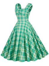 Load image into Gallery viewer, Green Plaid Sleeveless 1950S Vinatge Cotton Dress