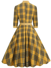 Load image into Gallery viewer, Big BowKnot Plaid 3/4 Sleeve 1950S Vintage Dress With Pockets Inspired by Clueless Cher Horowitz