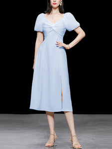 Puff Sleeve Cross Audrey Hepburn Dress SpiltVintage 1950S Dress