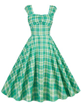 Load image into Gallery viewer, Green Plaid Sleeveless 1950S Vinatge Cotton Dress