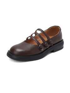 White Women's Chunky Heel Mary Jane Square Toe Leather Vintage Shoes
