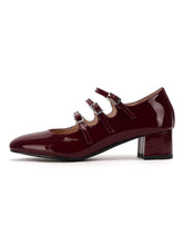 Load image into Gallery viewer, Women&#39;s Chunky Heel Mary Jane Square Toe Leather Vintage Shoes