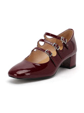 Load image into Gallery viewer, Women&#39;s Chunky Heel Mary Jane Square Toe Leather Vintage Shoes
