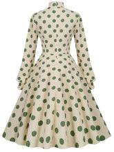 Load image into Gallery viewer, Big BowKnot Polka Dots Puff Long Sleeve Audrey Hepburn Style 1950S Vintage Dress