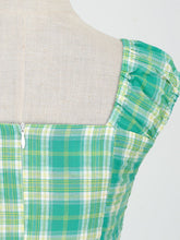 Load image into Gallery viewer, Green Plaid Sleeveless 1950S Vinatge Cotton Dress