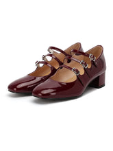 Load image into Gallery viewer, Women&#39;s Chunky Heel Mary Jane Square Toe Leather Vintage Shoes