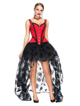 Load image into Gallery viewer, Halloween Costume Gothic Red Vintage Corset Top High Low Skirt For Women