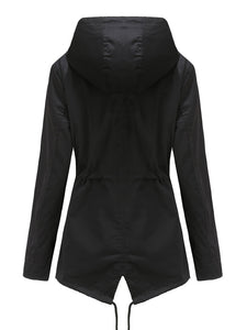 Women's Jacket Daily Going Out Fall Winter Casual Waisted Solid Color Hoodie Sporty Jacket