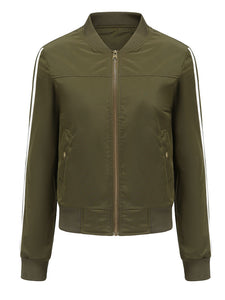 Women's Pilot Style Jacket Daily Fall Winter Casual Solid Color Stand Collar Sporty Jacket