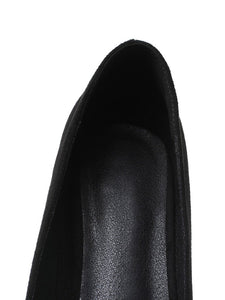 Chunky Heel  Square Toe Suede Vintage Shoes