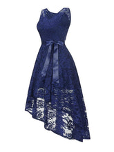 Load image into Gallery viewer, Lace V Neck Sleeve Less High Low Hem Vintage Dress